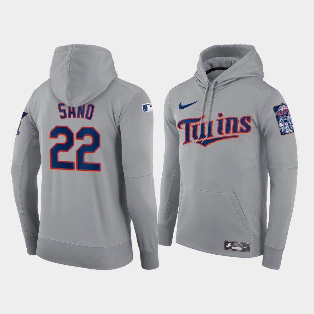 Cheap Men Minnesota Twins 22 Sano gray road hoodie 2021 MLB Nike Jerseys